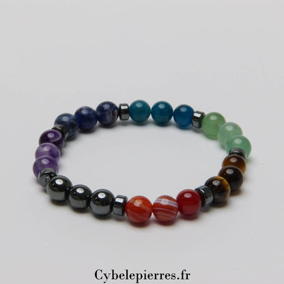 #2 Bracelet Homme – 7 Chakras (8 mm) - 20 cm | Ancrage et Harmonie