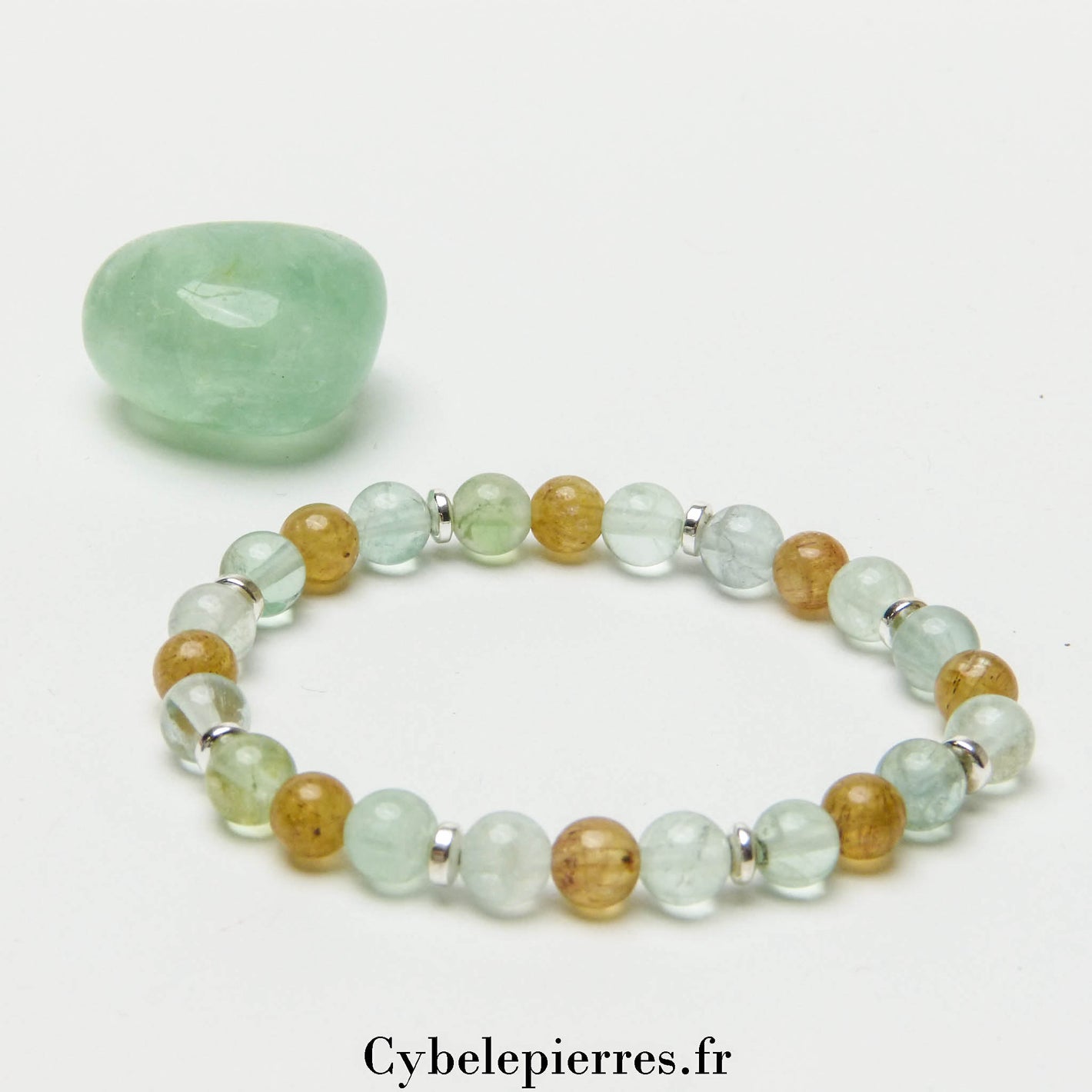 Bracelet Apprentissage : Fluorine et  Apatite jaune (6mm) - 17cm