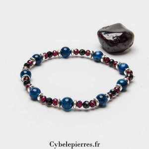 Bracelet Flamme Étoilée - Grenat, spinelle et Cyanite (6 et 3mm)- 18cm