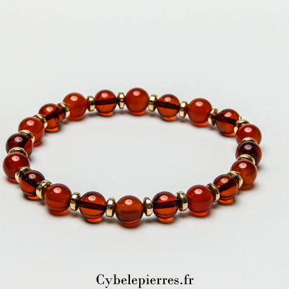 Bracelet Gatsby - Cornaline et Ambre (6mm) - 18cm | Vitalité et Confiance