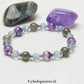 Bracelet Avenir Souriant - Améthyste, Fluorine bleue et Labradorite (8mm et 6mm) - 18cm