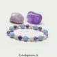 Bracelet Heureux : Angélite, Kunzite et Améthyste (6 et 8mm) - 17cm