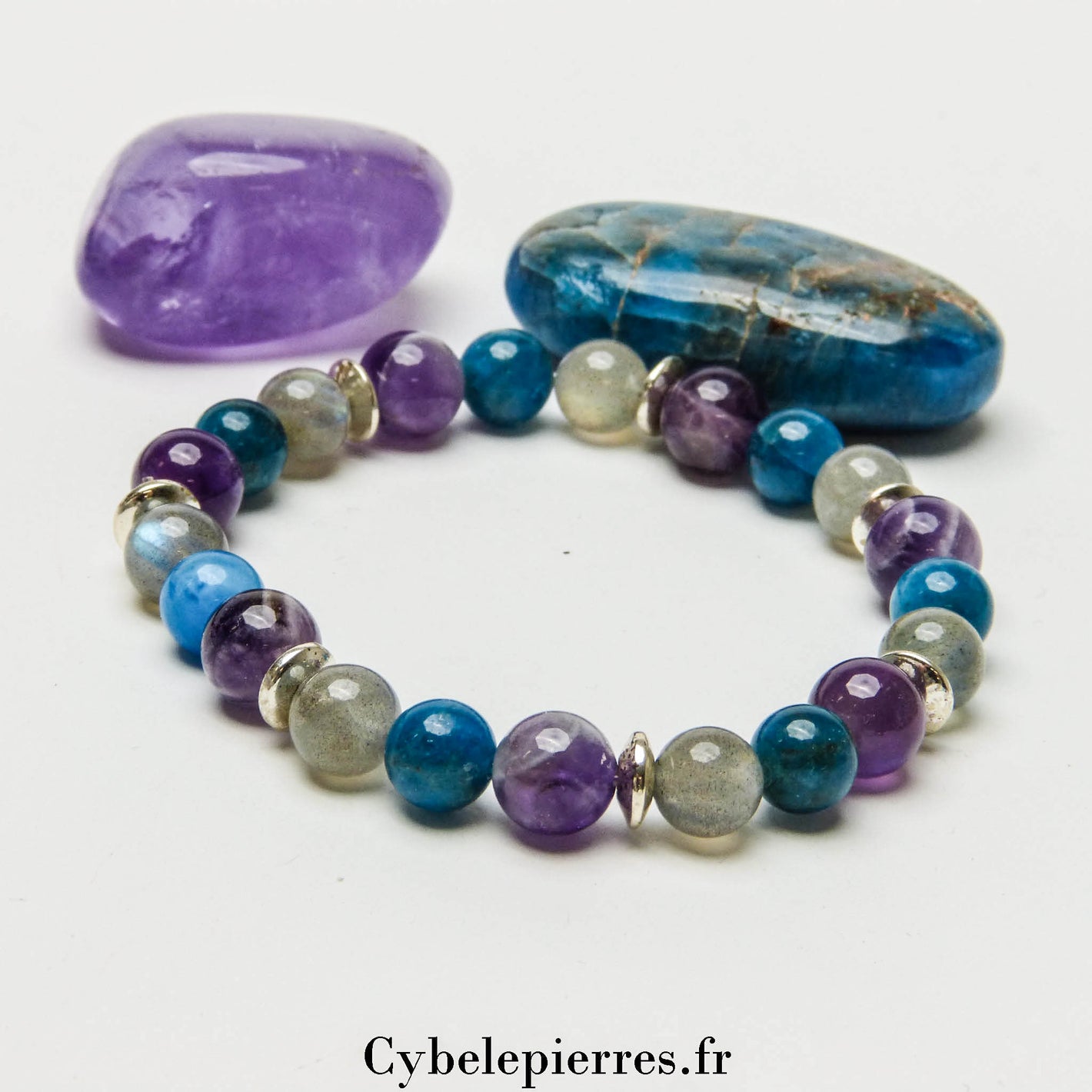 Bracelet Zen Attitude - Améthyste, Apatite Bleue et Labradorite (8mm) - 19 cm | Harmonie et Sérénité