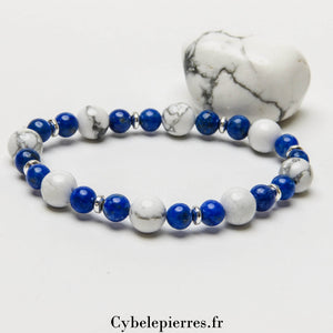 Bracelet Lapis-Lazuli et Howlite (6mm et 8mm) - 18cm