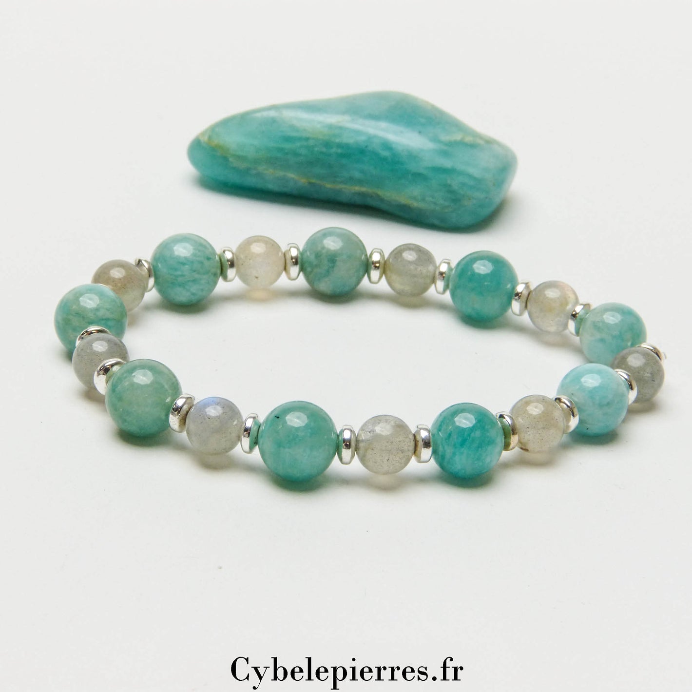 Bracelet Zen - Amazonite et Labradorite (6mm et 8mm) - 17cm