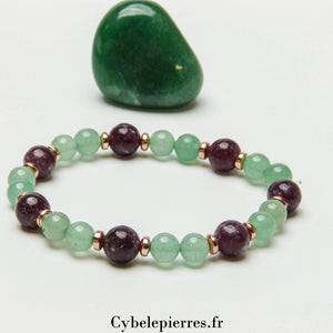 Bracelet Libération - Aventurine verte et Lépidolite (6mm et 8mm) - 18cm | Apaisement et Épanouissement