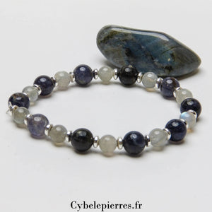 Bracelet Fraîcheur de Printemps - Iolite (Cordiérite) & Labradorite (6mm) 18cm | Harmonie & Intuition