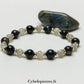 Bracelet Labradorite, oeil de faucon et Obsidienne argentée (6mm et 8mm) - 18cm