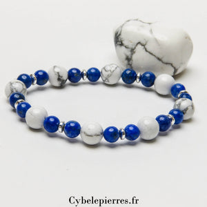 Bracelet Affirmation - Lapis - Lazuli et Howlite (6mm et 8mm) - 18cm | Communication, Discernement et Action - Cybele Pierres