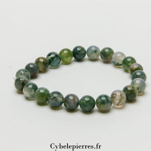 Bracelet Agate Mousse (8mm) - Sérénité et Prospérité (18cm) - Cybele Pierres