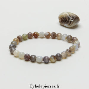 Bracelet Agate Rubanée Facettée (6mm) - 18cm | Ancrage et Clarté - Cybele Pierres
