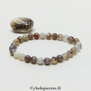 Bracelet Agate Rubanée Facettée (6mm) - 18cm | Ancrage et Clarté - Cybele Pierres