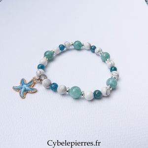 Bracelet Amazonite, Howlite et Apatite Bleue (6 et 8 mm) – 18 cm | Collection Summer - Cybele Pierres