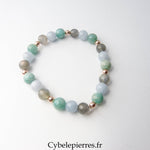 Bracelet Amazonite, Labradorite et Aigue - marine (8 mm) – 20 cm | Harmonie émotionnelle - Cybele Pierres