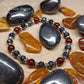 Bracelet Ambre et Hématite facettée (6mm) - 18cm - Cybele Pierres