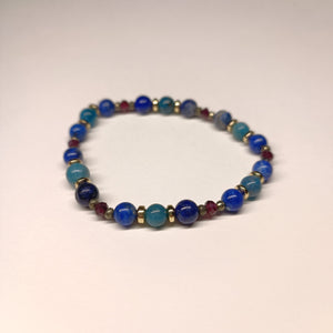 Bracelet Amour éternel - Lapis - lazuli, Pyrite, apatite bleue et Grenat (3 et 6 mm) - 18c - Cybele Pierres