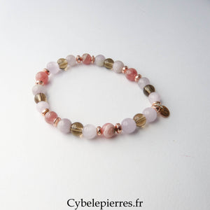 Bracelet Contrôle – Kunzite, Rhodochrosite et Quartz Fumé (5-6mm) – 17 cm | Ancrage &amp; Équilibre