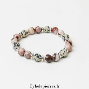 Bracelet Animal - Jaspe Dalmatien et Jaspe Zèbre (8mm) - 18 cm | Énergie et Stabilité - Cybele Pierres