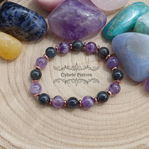 Bracelet Anti - stress - Améthyste et Labradorite (8mm) - 17cm - Cybele Pierres