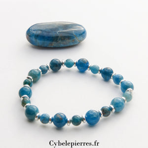 Bracelet Apatite bleue (6 et 8mm) - 18cm - Cybele Pierres