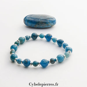 Bracelet Apatite bleue (6 et 8mm) - 18cm - Cybele Pierres