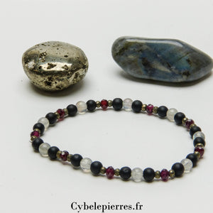 Bracelet Arc - en - Ciel Intérieur - Labradorite, Pyrite et Grenat (2 et 4mm) - 18cm | Protection, Créativité et Vitalité - Cybele Pierres