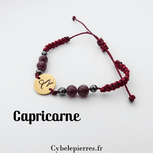 Bracelet Astrologie Capricorne Lépidolite – Réglable, Breloque dorée - Cybele Pierres
