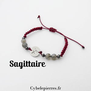 Bracelet Astrologie Sagittaire Labradorite – Réglable, Breloque Argentée - Cybele Pierres
