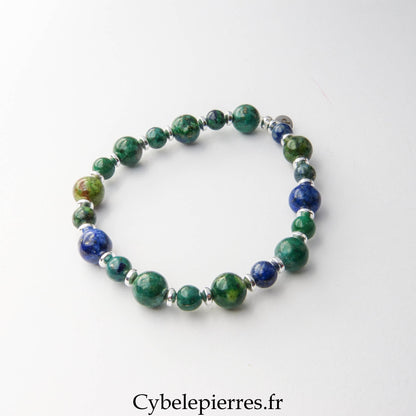 Bracelet Azurite - Malachite (6 et 8 mm) – 18 cm | Confiance et transformation - Cybele Pierres