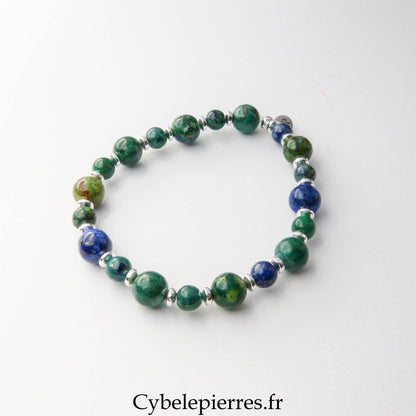 Bracelet Azurite-Malachite (6 et 8 mm) – 18 cm | Confiance et transformation