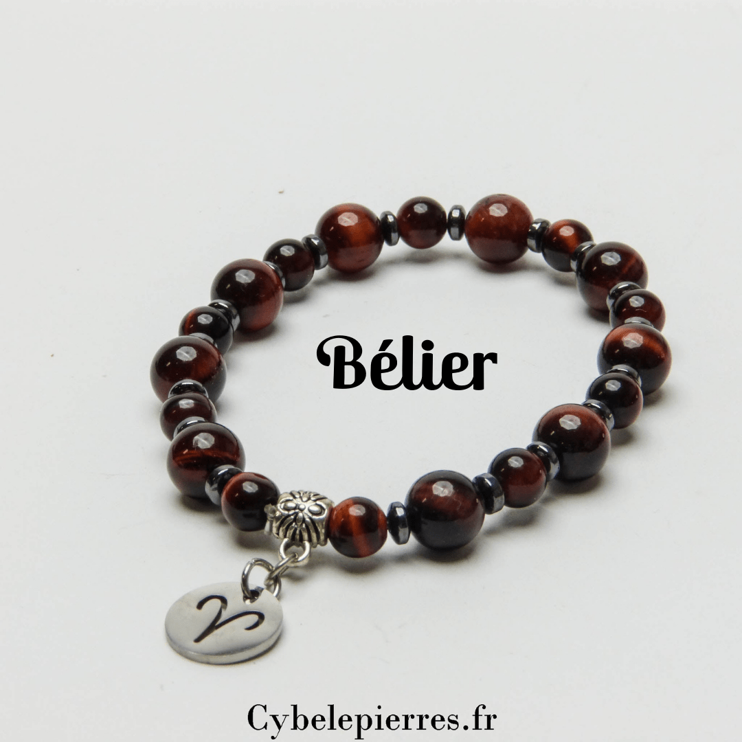 Bracelet Bélier - Œil de Taureau (6 et 8mm) | Protection et Confiance - Cybele Pierres