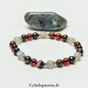 Bracelet Bienveillant - Oeil de fer, Ambre et Labradorite (6mm) - 18cm | Protection et Confiance - Cybele Pierres