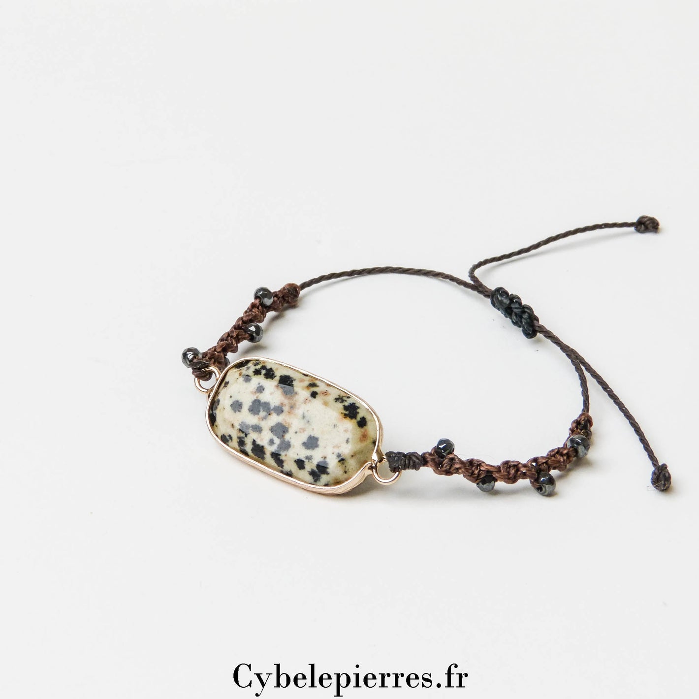 Bracelet Cabochon Jaspe Dalmatien - Équilibre et Vitalité - Cybele Pierres