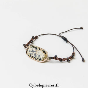 Bracelet Cabochon Jaspe Dalmatien - Équilibre et Vitalité - Cybele Pierres
