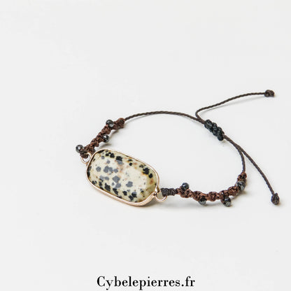 Bracelet Cabochon Jaspe Dalmatien - Équilibre et Vitalité - Cybele Pierres