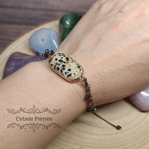 Bracelet Cabochon Jaspe Dalmatien - Équilibre et Vitalité - Cybele Pierres