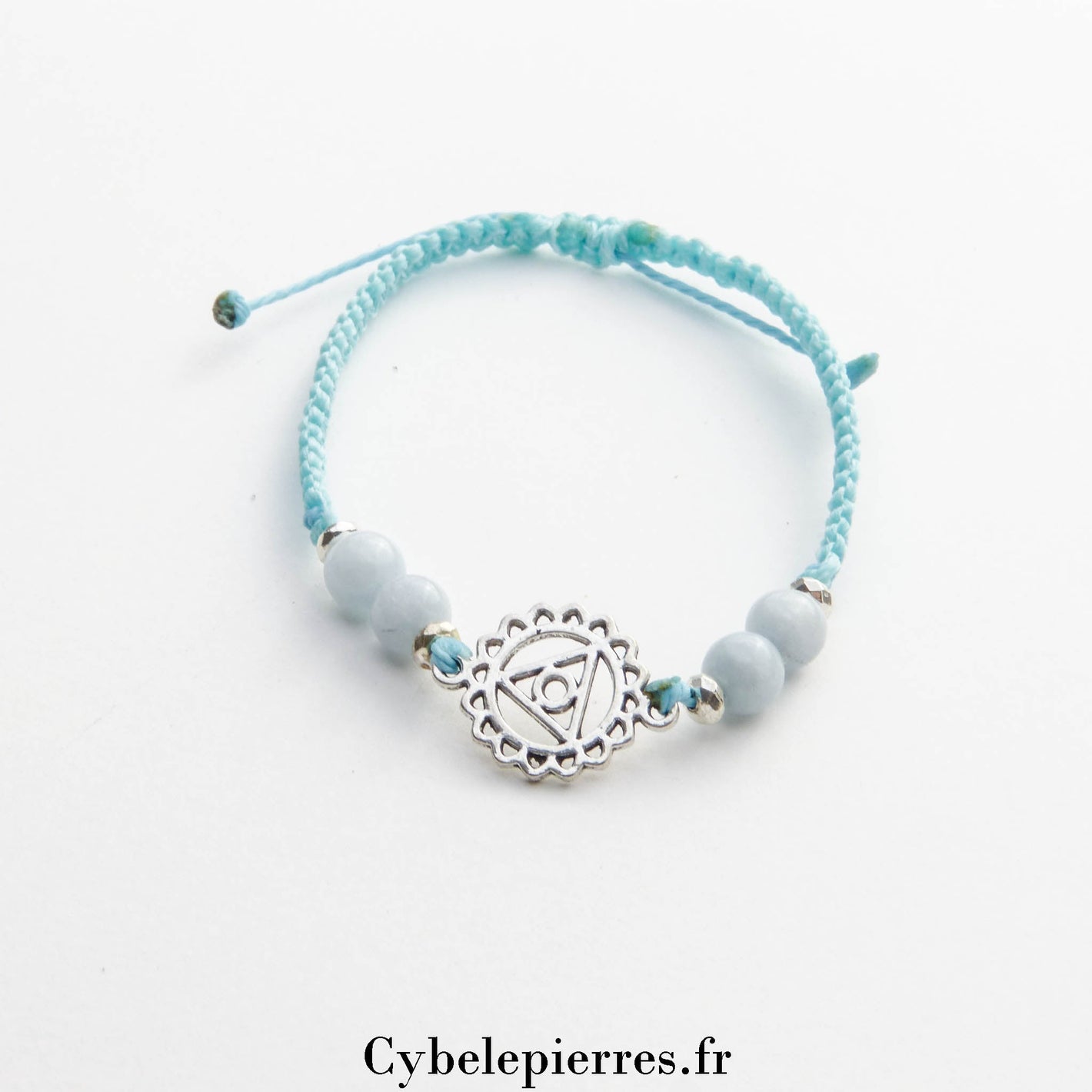 Bracelet Chakra Gorge - Aigue - marine (réglable) - Cybele Pierres
