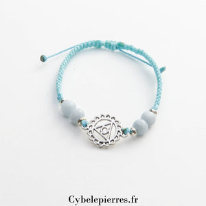 Bracelet Chakra Gorge - Aigue - marine (réglable) - Cybele Pierres