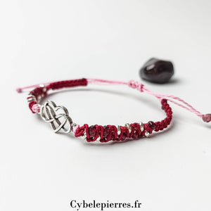 Bracelet "Coeur" - Grenat et Micro - macramé - Cybele Pierres