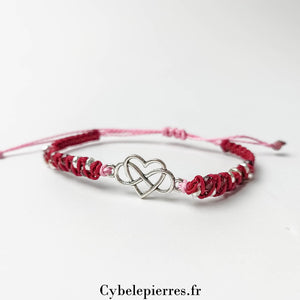 Bracelet "Coeur" - Grenat et Micro - macramé - Cybele Pierres