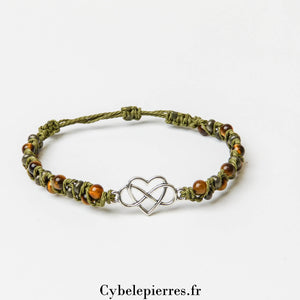 Bracelet "Coeur" - Oeil de tigre et Micro - macramé - Cybele Pierres