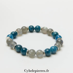 Bracelet Communication - Apatite Bleue et Labradorite (8mm) - 17cm | Clarté et Intuition - Cybele Pierres