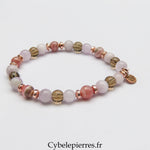 Bracelet Contrôle – Kunzite, Rhodochrosite et Quartz Fumé (5 - 6mm) – 17 cm | Ancrage &amp; Équilibre - Cybele Pierres