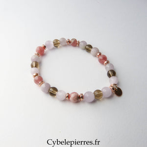 Bracelet Contrôle – Kunzite, Rhodochrosite et Quartz Fumé (5-6mm) – 17 cm | Ancrage &amp; Équilibre