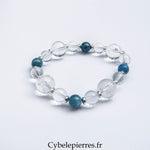 Bracelet Cristal de Roche (12 & 8 mm) & Apatite (8 mm) – 17 cm | Clarté & Expression - Cybele Pierres
