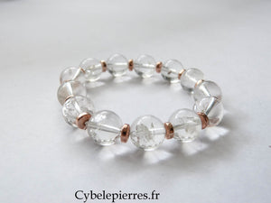 Bracelet Cristal de Roche (12 mm) – 18 cm | Clarté & Équilibre - Cybele Pierres