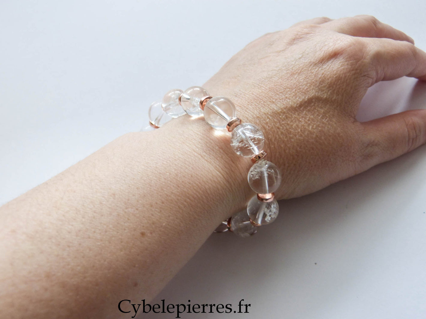 Bracelet Cristal de Roche (12 mm) – 18 cm | Clarté & Équilibre - Cybele Pierres
