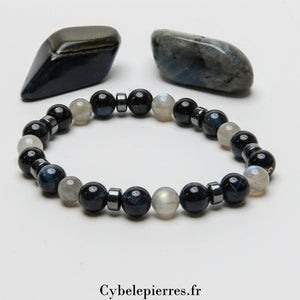 Bracelet Délicatesse - Labradorite et Œil de Faucon (8mm) - 19cm | Intuition et Éveil - Cybele Pierres