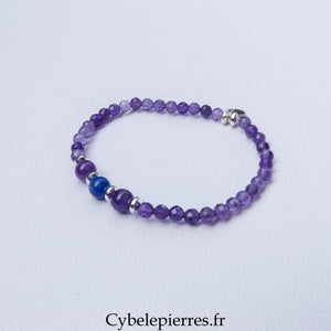 Bracelet Duo Signature – Améthyste & Lapis - Lazuli (6 mm) – 18 cm - Cybele Pierres