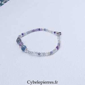 Bracelet Duo Signature – Fluorite & Améthyste (6 mm) – 18 cm - Cybele Pierres